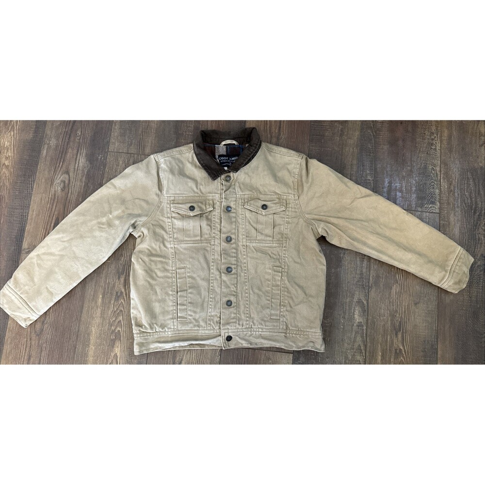 Cody James Boys Western Boys Jacket XL Tan Fleece Lined Canvas Barn Cowboy Ranch